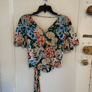 Zara Open Back Floral Blouse